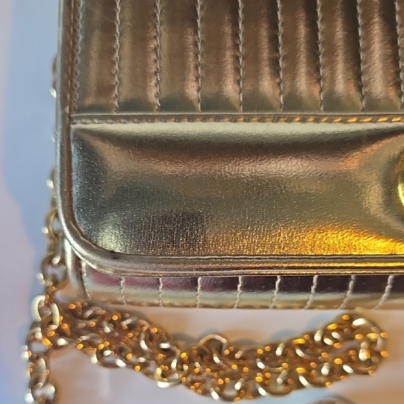 Vintage Anne Klein Gold Chain Shoulder Bag Cocktail Prom Wedding Formal Bling